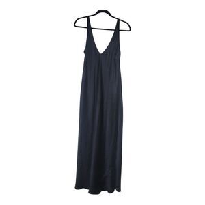 Morgan Taylor Black 100% Silk Vintage Sleeveless V-Neck Slip Dress, Medium